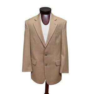 Jack Victor Noble CT Super 110s Wool Blazer Jacket Sz 40R Lt Tan Single Breasted